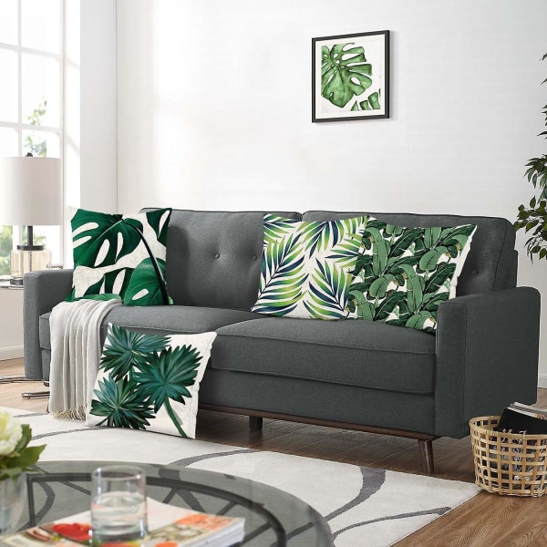 Tropical Leaves kuddfodral 45x45 cm set om 4