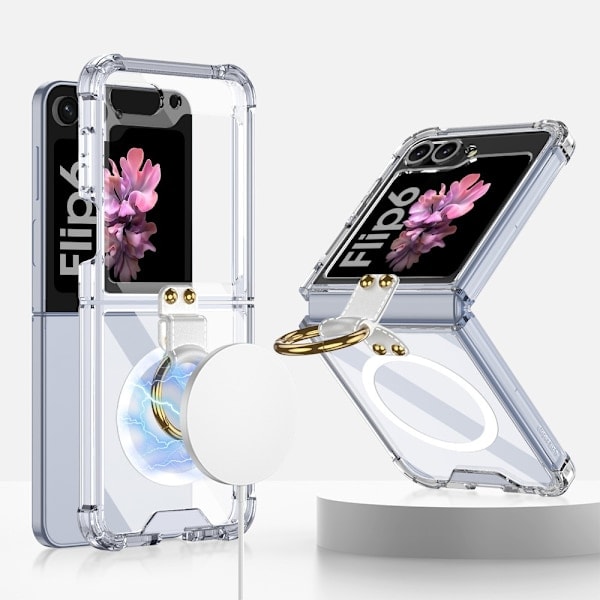 GKK Galaxy Z Flip 6 Skal med Ringhållare Magsafe Transparent