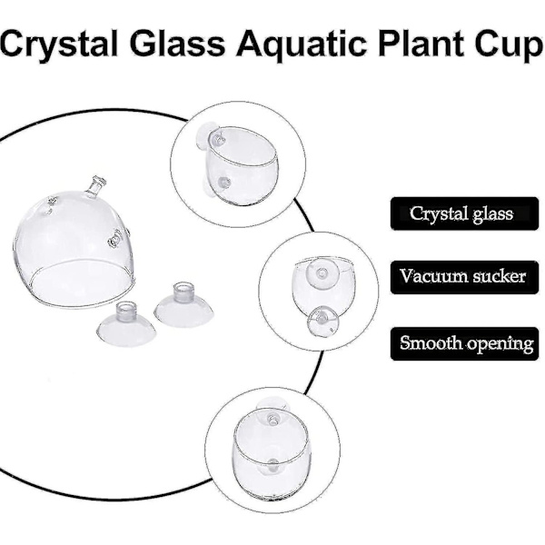4 stk. Akvarieplanteholder Plantepotte Akvariedekor Krystallglass Akvatisk Plantekopp Med Sugekopper For Fisketank Aquascape