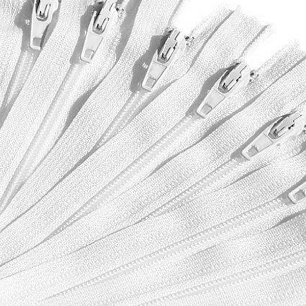 Nylon for syprosjekter 20 glidelåser (hvite)