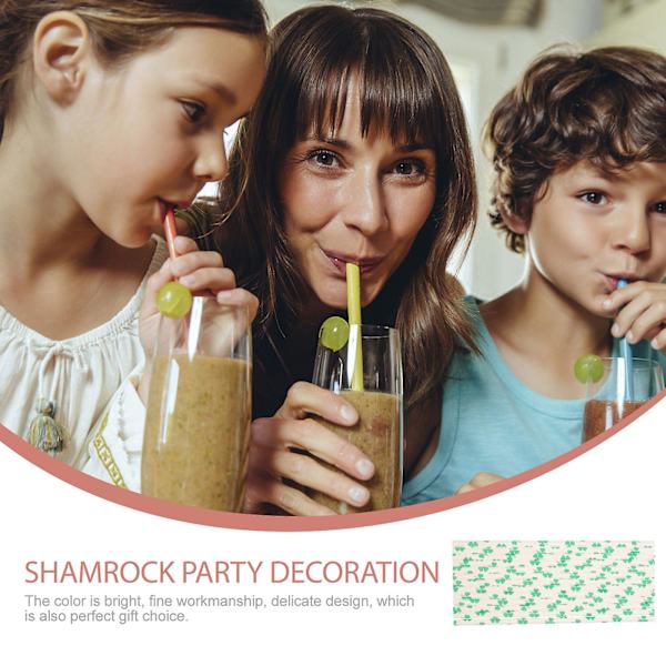 96 stk. Shamrock-sugerør St. Patricks Day Festartikler Drikkesugerør Festbarsugerør