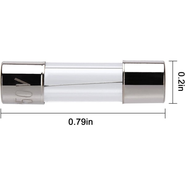 10 stk. F5AL hurtigvirkende sikring 5A 250V glasrørssikringer 5 x 20 mm (5amp) (F5A) (F5A)