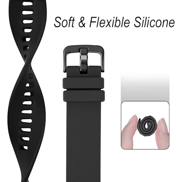 20 mm armband för Garmin Vivoactive 3/3 Music/Venu/Venu 2 Plus/sq/sq 2/Forerunner 245/645/55, mjukt silikon utbytesarmband