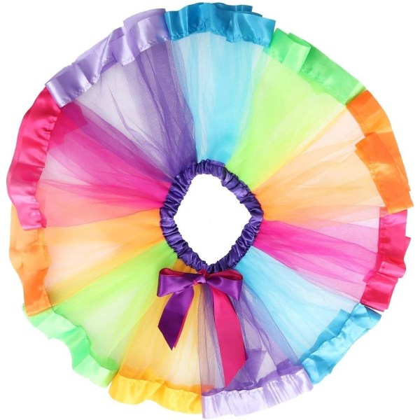irls Rainbow Kjol Layered Ruffle Tiered Dance Performance Dress