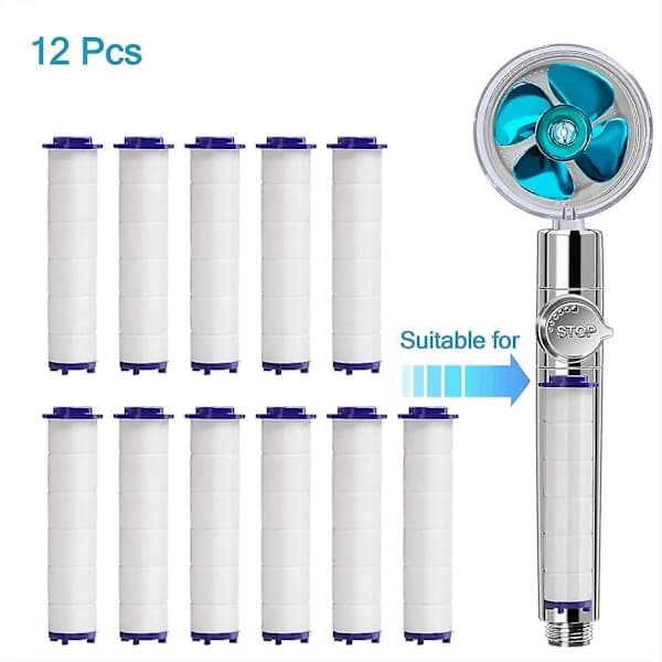 [PL】12 stk. Turbo Vifte Dusjhode Filter Kompatible Propelldrevne Håndholdte