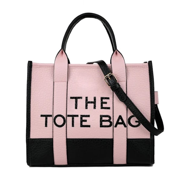 2024 Ny Tyggtaske til Kvinder Trendy PU Læder Top Håndtag Håndtaske Casual Crossbody Taske Rosa Pink Pink (30cm<Max Length<50cm)