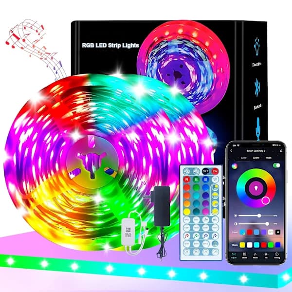 {PL}20m LED-lamper Bluetooth RGB-lamper LED-stripelys UK