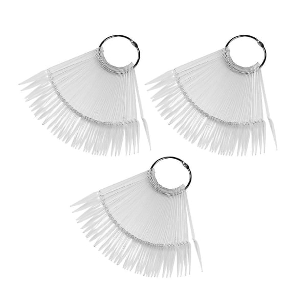 3 sæt vifte neglelak display manicure øvelse stick neglekunst display transparent