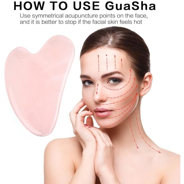 Gua Sha, massasjeverktøy i naturstein for slanking og oppstramming (rosa)