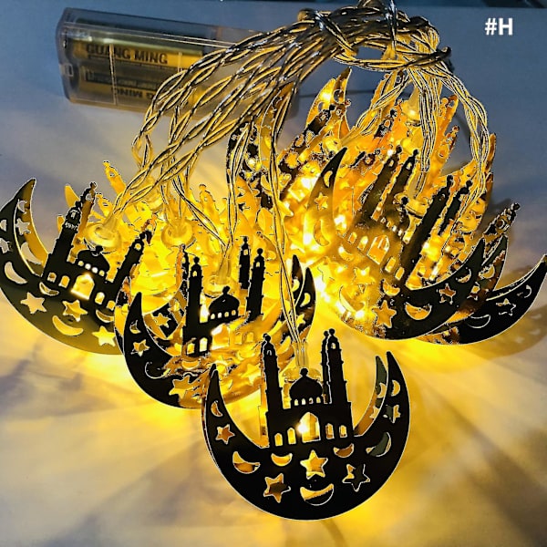 10 LED Måne Stjerne Slot LED Lys Kæde Eid Mubarak Ramadan Dekoration Til Hjemmet Hajj Ramadan Kareem Eid Al Adha Eid Lanterne Gave