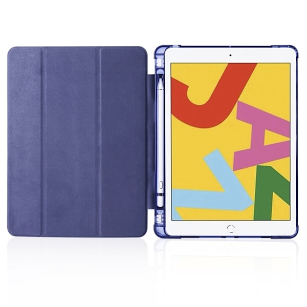 iPad 10.2 2019/2020/2021 Fodral Tri-Fold Med Pennhållare Mörkblå