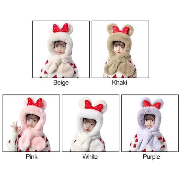 Vinter barnmössa plus fleece barnmössor tecknad mössa beige