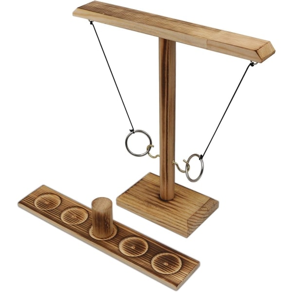 Renkaanheittopeli aikuisille ja lapsille, ulko- ja sisäkäyttöön, käsintehty puinen Hookey Ring Toss -peli