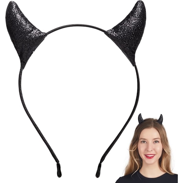 Spooktacular Creations Halloween Sorte Djævlehorn Hårbøjle Djævlehorn Hovedbøjle Sorte Dæmonhorn Hårbøjle Djævlekostume Tilbehør