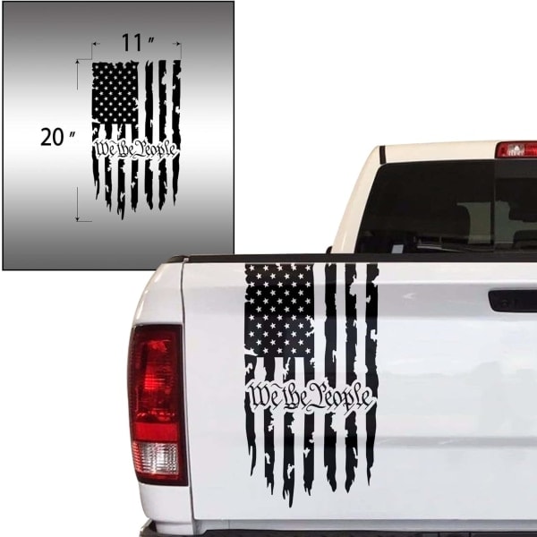 We The People Sliten Amerikansk USA Flagga Lastbils Baklucka Vinyl Dekal Inledning till USA:s Konstitution Dekal Kompatibel