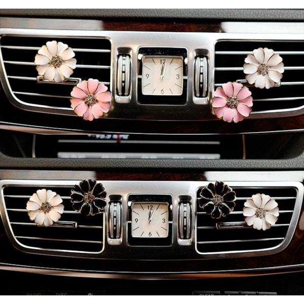 2 kpl Daisy Kukka Autotarvikkeet Söpöt Auton Ilmanraikastimet Bling Timantti Ilmastointiventtiilin Pidikkeet Auton Sisustus (Pinkki)