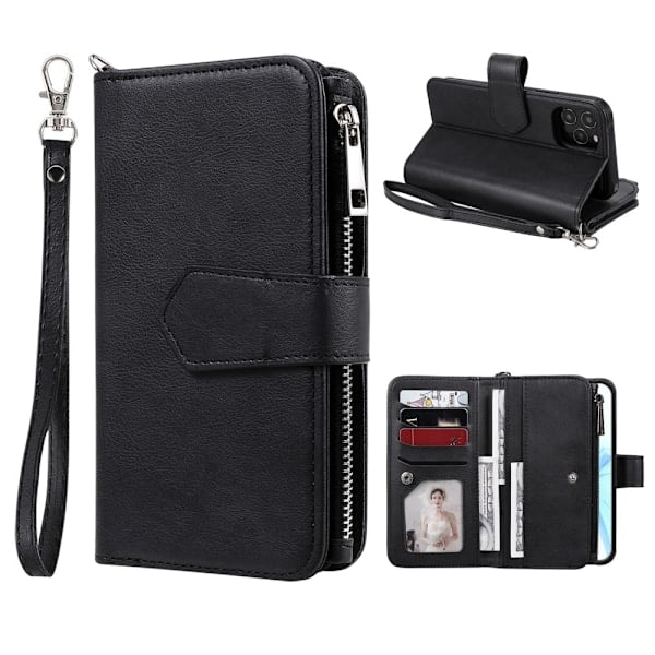 iPhone 12 / 12 Pro - 2in1 Magnetisk Skal / Pung Etui - Sort Black Sort