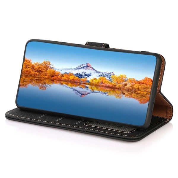 KHAZNEH Galaxy S23 Plus Etui RFID Ægte Læder Sort
