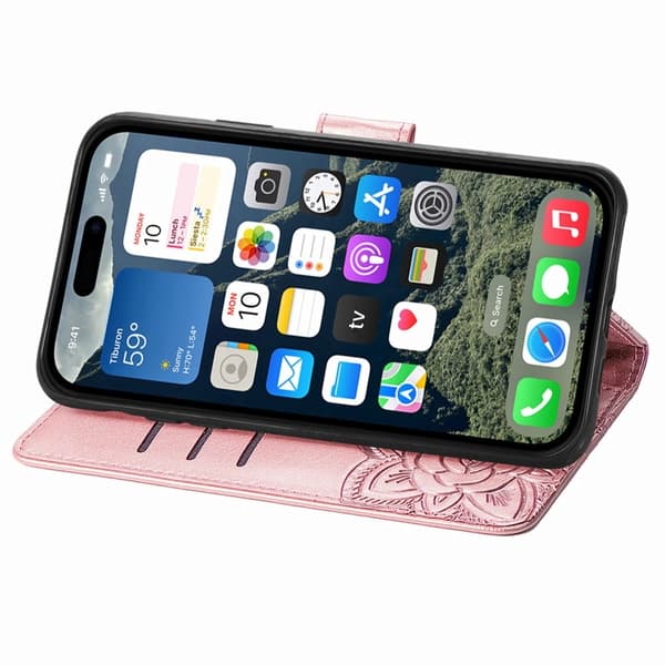 iPhone 17e / 16e Deksel Med Sommerfugltrykk Roségull