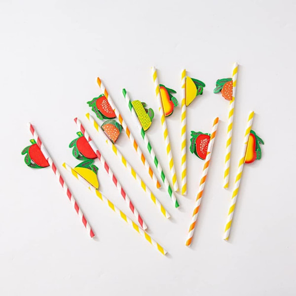 Paperipillit, 50 kpl 3D Hedelmäpillit, Cocktailpillit, Ananas Cocktailpillit Juomille, Juhlille, Häihin, Syntymäpäiville, Rannalle (Satunnainen Tyyli...