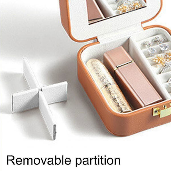 Mini Smyckeskrin Ringask Ringbox Bärbar Organiser Förvaring Med Spegel