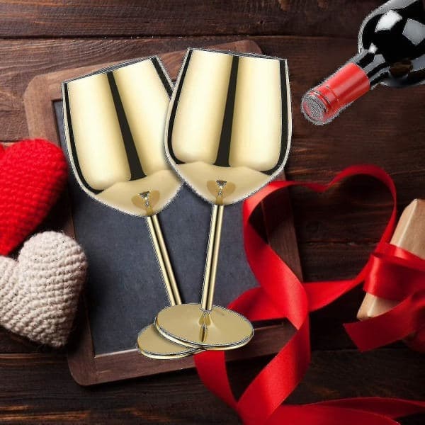 Guld Vinglas, 2 Cocktailglas i Rustfrit Stål