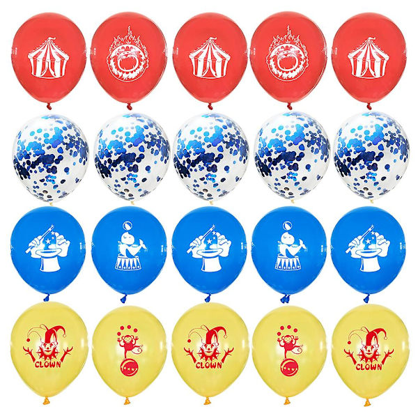 20 stk. 12 tommer Karneval Cirkus Tema Printede Balloner Sequins Konfetti Latex Balloner Fest Dekoration Fest Ornament Ferieartikler (blå Coffetti)