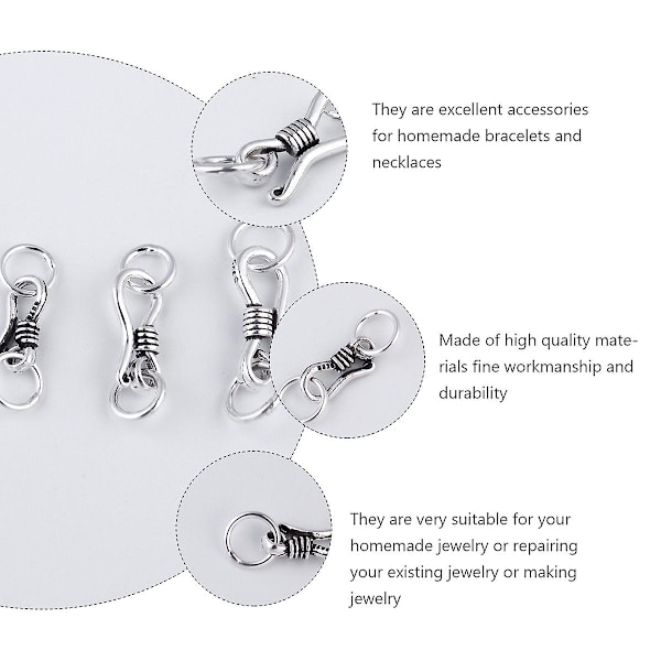 3 st Handgjorda Silver Hummerlås S-Hake Smyckeslås Smyckestillverkning Tillbehör Smycketillbehör för Hemma-DIY Kvinna (Silver)