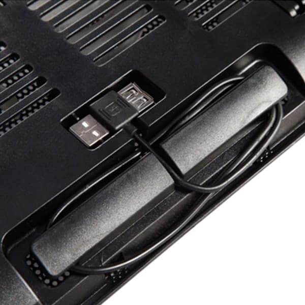 Metalpanel Dobbeltblæser Notebook Køler Høj Hastighed Støjsvag Laptop Køleplade Slank Stativholder til 14 Tommer PC Computer Sort