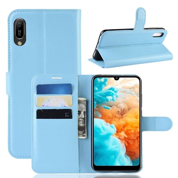Huawei Y6 (2019) - Litchi Plånboksfodral - Ljusblå