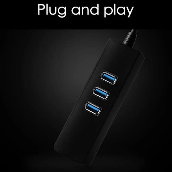 [PL】USB 3.0 Hub med 3-port Gigabit Ethernet for bærbare datamaskiner USB-minnepinner Mobile harddisker USB-forlengelse