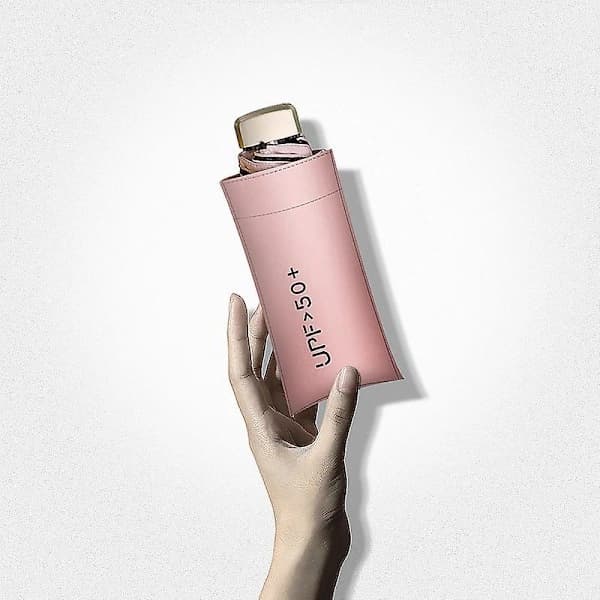 {PL}Bærbar Mini Paraply Sammenfoldelig Paraply Letvægts Kompakt Rejseparaply 5-foldet Paraply Sol Rosa