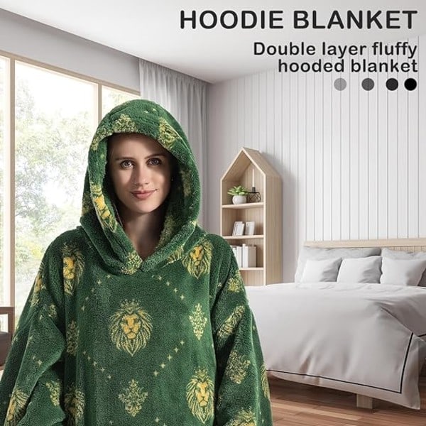 Oversized fleecetrøje til voksne Superblød ekstra lang bærbar fleecetrøje med lomme Bærbar vintervarm trøje Unisex til kvinder mænd