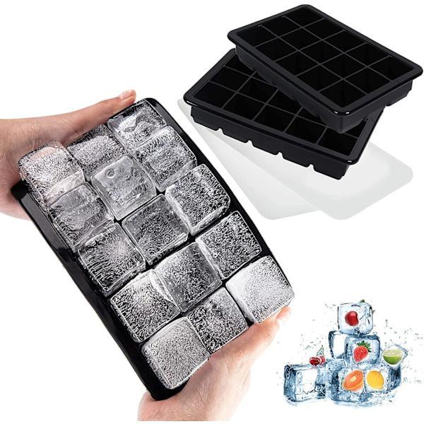 Isbitsform med 15 fack, 2-pack stora silikonisbitsformar [PL]