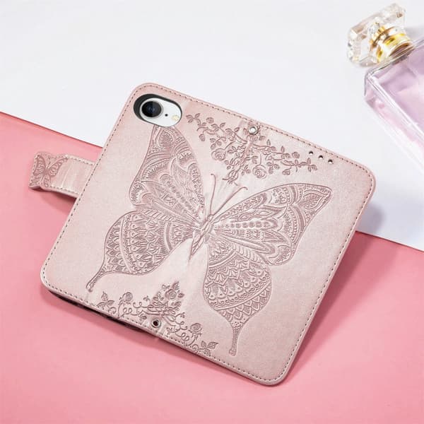 iPhone 17e / 16e Case With Butterfly Print Rose Gold
