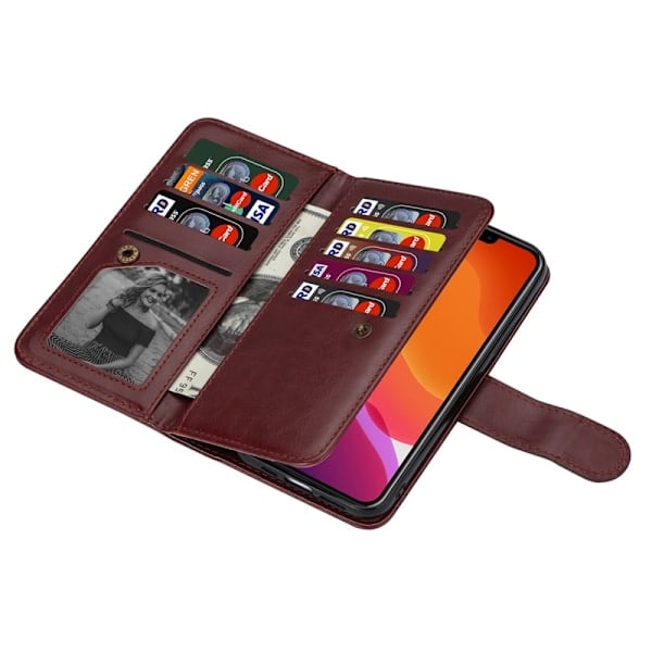 iPhone 15 Plus 9-korts 2-i-1 Magnet/Etui Brun
