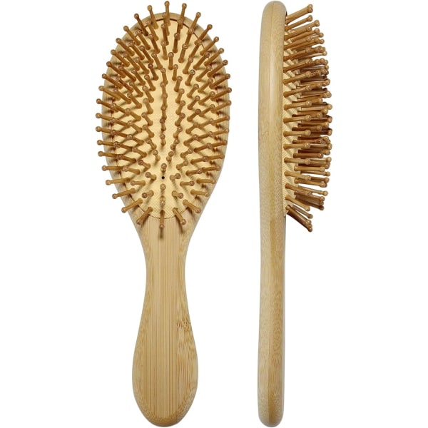 Bambu hårborste, antistatisk träborste för hår, massagebrus för hår