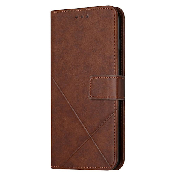 iPhone 15 Embossed Wallet Case in PU Leather - Brown