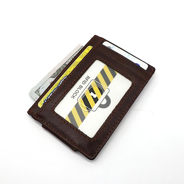 Pengeklämma Plånbok Framficka Män Läder Slank Minimalistisk Plånbok Brun 7.8*11.5cm