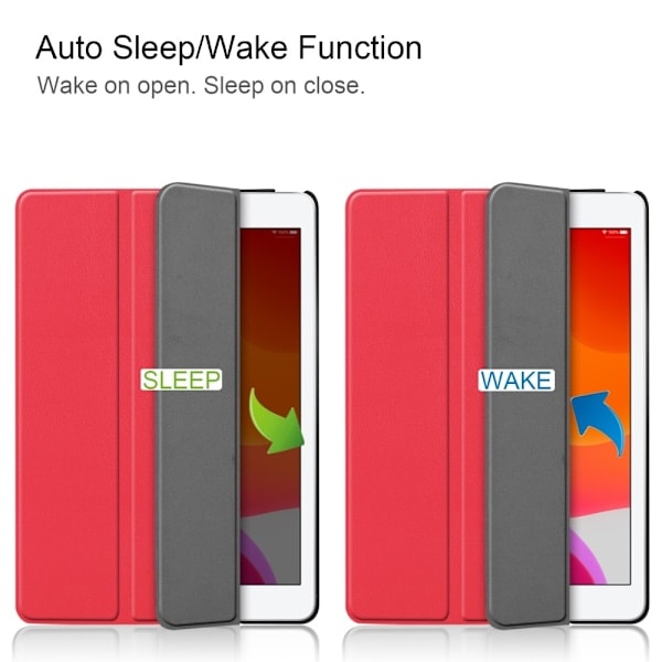 iPad 10.2 2019/2020/2021 Fodral Tri-Fold Röd Red Röd
