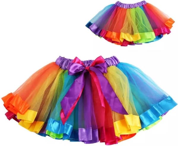 Børnetøj: 2-3 år Piger Tutu Fest Dans Regnbue Nederdele - Regnbuefarver!