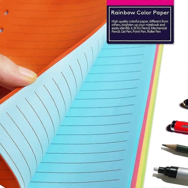 2-pack A5 Färgat Linjerat Papper, A5 Refill Papper 6 Hål 100 Ark Påfyllningsbart[PL]