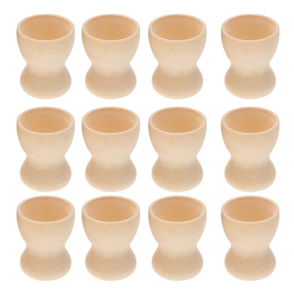 12 stk. Egg Leker Tre Eggestativer Egg Display Kopper DIY Tre Eggkopp Eggeholder Benkeplate