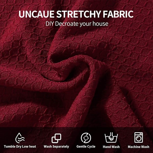 Stretch Stolsöverdrag för Matsal, Vinrött Set om 2 Jacquard Stolsöverdrag