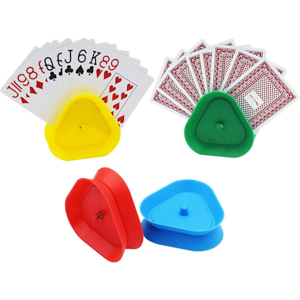 Kortinpidike pelikorteille, kolmionmuotoinen handsfree-pokeriteline, 4 väriä, 4 kappaleen setti