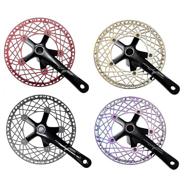 Sykkelkjedering 53T BCD 130mm Enkeltgir Sykkelkjedering for De Fleste Sykler Landeveissykkel Sammenleggbar Sykkel Svart