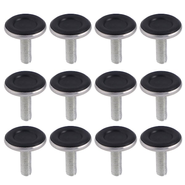 12 st Möbeljusteringsfötter, T-formade, Justerbara, Slitstarka, för Skåp, Bord, Möbel - M8x25mm (Svart)