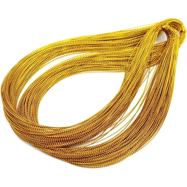 Metallisk snor i gulltråd 1mm x 100 meter for juledekorasjon, håndverk, gaveinnpakning (Gull)