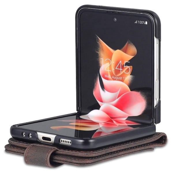 AZNS Galaxy Z Flip 6 Fodral Läder Brun