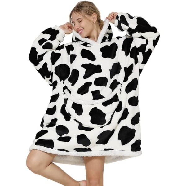 Oversized hættetrøje med fleece til kvinder, tyk fleece med ærmelomme, superblød varm hyggelig bærbar hættetrøje one size fits all - gave til mor